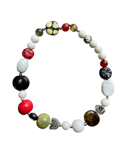 Glass, Stone, and Ceramic Bead Necklace