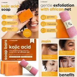 kojic acid bar soap 2pcs + net sponge