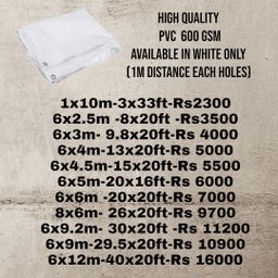  HEAVY DUTY PVC 600 GSM white tarpaulin 