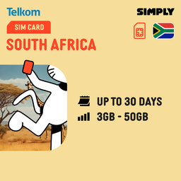 SIMPLY South Africa SIM | Up to 30 Days - Total 3GB-50GB + Unlimited Data