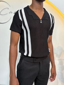 Striped polo knit