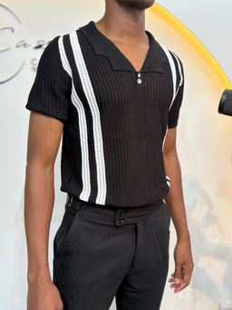 Striped polo knit
