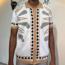 Tribal knit polo