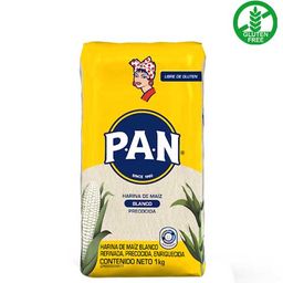 Harina Maiz Blanco Libre de Gluten Pan 1 Kg
