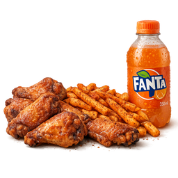 6 Wings – Masala Fries + Soda