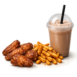 6 Wings – Masala Fries + Milkshake