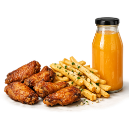 6 Wings – Garlic Fries + Juice