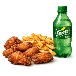 6 Wings – Seasoned Fries + Soda