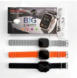 C90 Ultra Bluetooth Smartwatch Wireless Charge Fitness lOS Android Phone Call - Black 