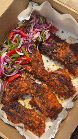 Grilled threadfin salmon steak