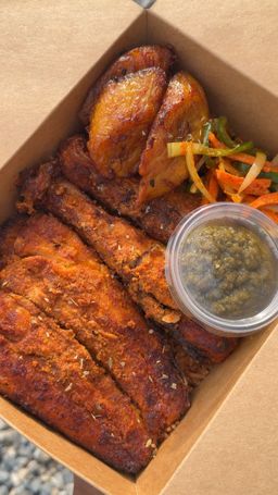 Grilled threadfin salmon steak