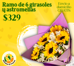Ramo 6 girasoles y astromelias