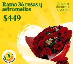 Ramo 36 rosas y astromelias