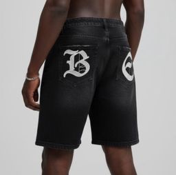 Men’s Jeans Short Black Straight Loose Baggy Denim Shorts Pockets 