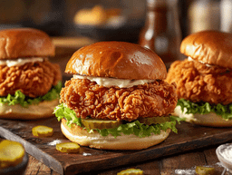 CRISPY CHICKEN BURGER & CHIPS 