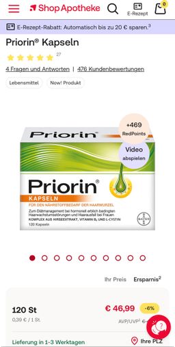 Priorin Capsules 120ڤیتامینی قژی پرۆرین 