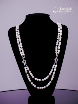 106cm Double Layer White Pearl Necklace