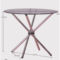 Table à manger ronde en verre – Design moderne avec pied en métal chromé