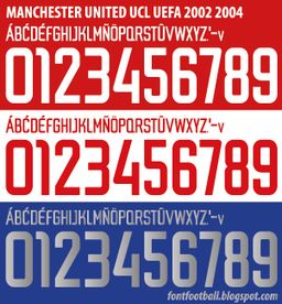 Font Vector Manchester United UCL 2002 2003 2004 kit