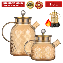 DIAMOND GOLD GLASS TEAPOT