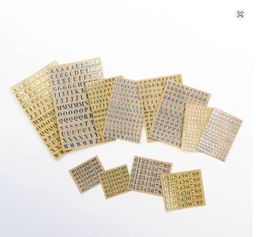 Laminas de letras y numeros para resina. 