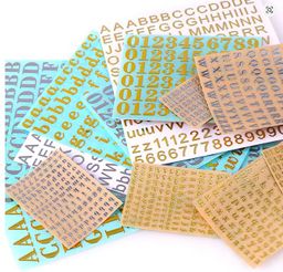 Laminas de letras y numeros para resina. 