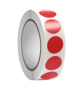 Rollo de sticker de puntos de colores. 