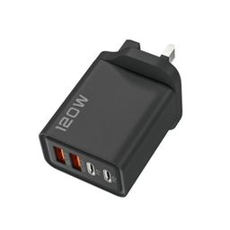 UK Plug 120W Fast Charger - 2 USB Ports + 2 Universal Android Ports
