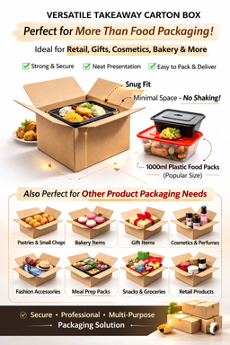 TAKEAWAY CARTONS - 8” x 6” x 4”  - (1000ml) 