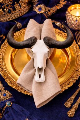 Black Wildebeest Skull Napkin Rings  