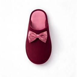 Ladies Velour Slider With Matching Bow - Raspberry