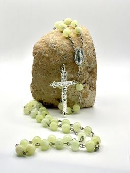 Rosario de Jade verde 8mm en acero inoxidable