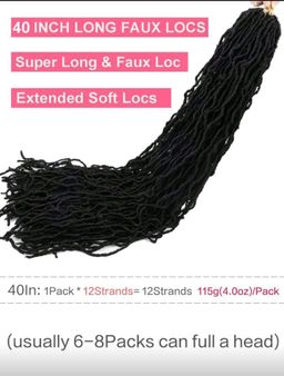 1-6Packs 8~45 Inches Super Long Soft Locs Crochet Hair, Pre Looped New Faux Locs Crochet Braids Goddess Locs Dreadlocs Synthetic Hair