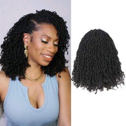 FULCRUM 8/10/12 Inch Yanky Twist Crochet Wig, 26 Strands/Piece, Fluffy Springy Mini Twist Crochet Short Bob, Passion Twist Curly Synthetic Braiding Hair Extensions, Suitable For Women And Girls