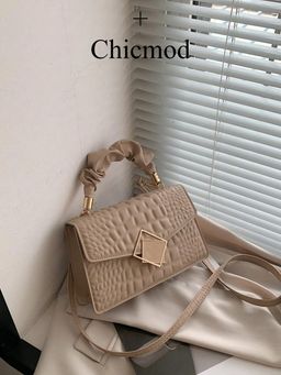 Fashionable Solid Color Crease Hand Bag, Cloud Bag, Crinkle Bag, Crocodile Print, Large Capacity, Stylish Women Handbag, Suitable For Shopping, Wallet, Shopping, Young Women, College Students, Newbies, White-Collar Workers. Ideal For Office, University, Work, Business, Commuting, Outdoor Activities, Travel And Outing