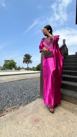 Pink - Mikado Aso Oke Bubu Kaftan