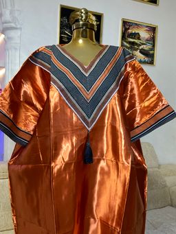 Orange - Mikado Aso Oke Bubu Kaftan 