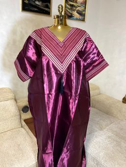 Burgundy - Mikado Aso Oke Bubu Kaftan