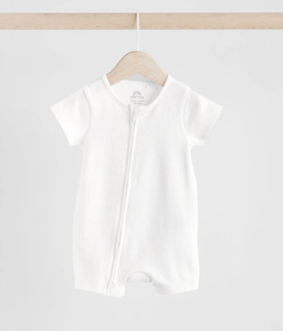 White Two Way Zip Baby 100% Cotton Rompers | Next 