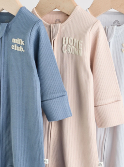 Sand Beige Milk Club Slogan Baby Sleepsuit | Next