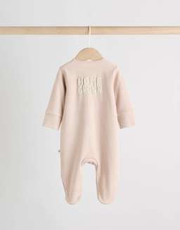 Sand Beige Milk Club Slogan Baby Sleepsuit | Next