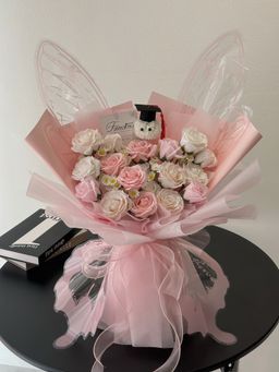(GP030) Graduation Ping Pong Soap Flower Butterfly Bouquet  