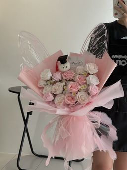 (GP030) Graduation Ping Pong Soap Flower Butterfly Bouquet  