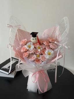 (GP031) Graduation Ping Pong Soap Flower Butterfly Bouquet 