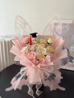 (GP032) Graduation Ping Pong Soap Flower Butterfly Bouquet 