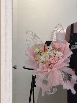 (GP032) Graduation Ping Pong Soap Flower Butterfly Bouquet 