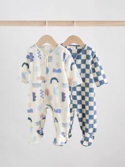 Blue Baby Micro Fleece Two Way Zip Sleepsuits 2 Pack | Next