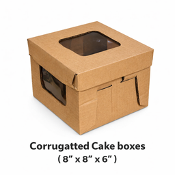 Corrugated Cake Boxes - 8” x 8” x 6” - Brown