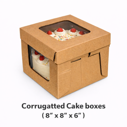 Corrugated Cake Boxes - 8” x 8” x 6” - Brown