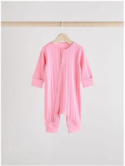 Multi 100% Cotton Rib Baby Two Way Zip Sleepsuits | Next